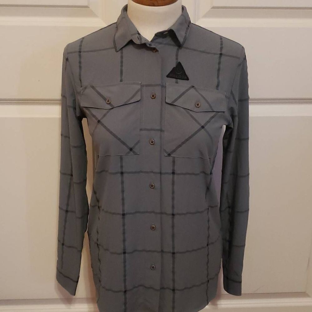 Maloja AdigeM Shade Check Grey‎ Technical Button Up Shirt Womens XS NWT 33111